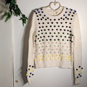 Anthropologie Moth Candy Dot Pom Pom Sweater EUC